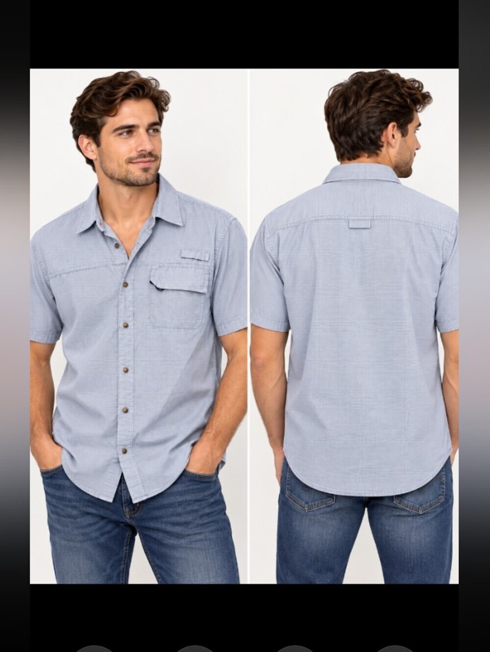 Wrangler Men's Light XL TG Blue Short Sleeve Casual Button-Down Shirt